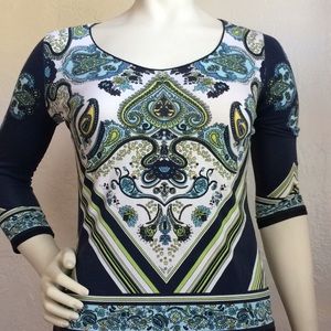 Talbots stretchy paisley, stripe & border print